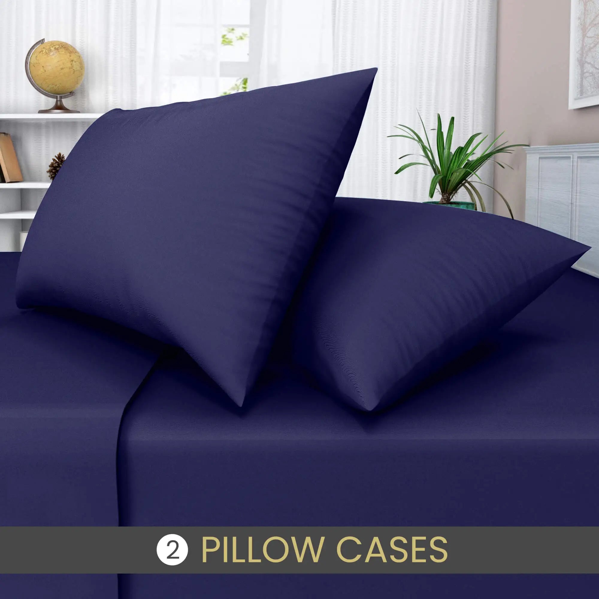 easy care poly cotton pillow cases navy