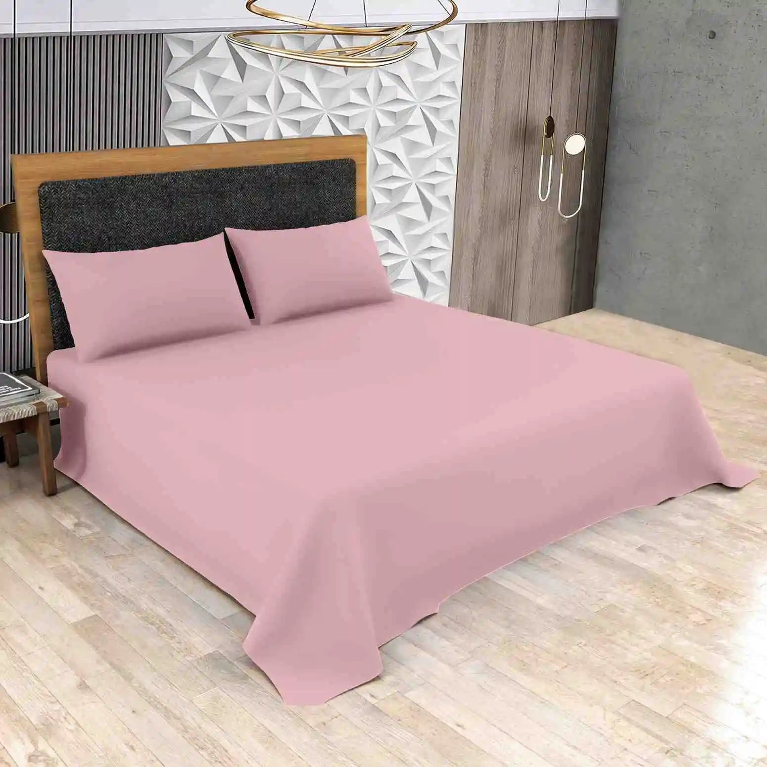 poly cotton flat bed sheets pink