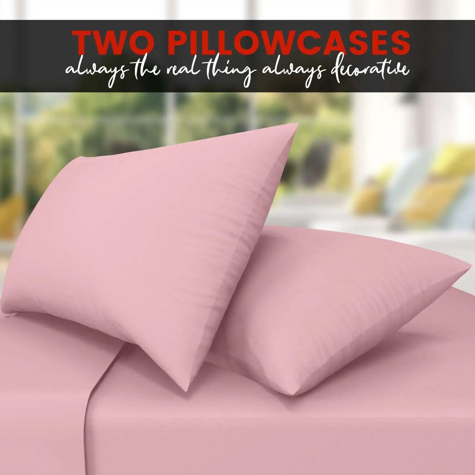 poly cotton pillow cases pink