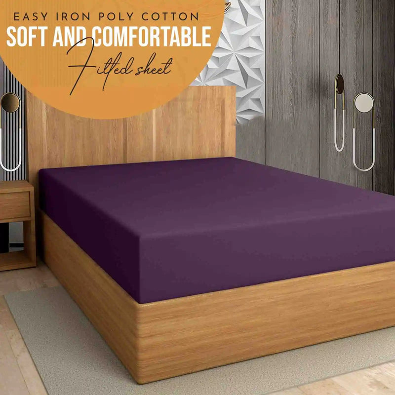 easy iron PC extra deep fitted sheet plum