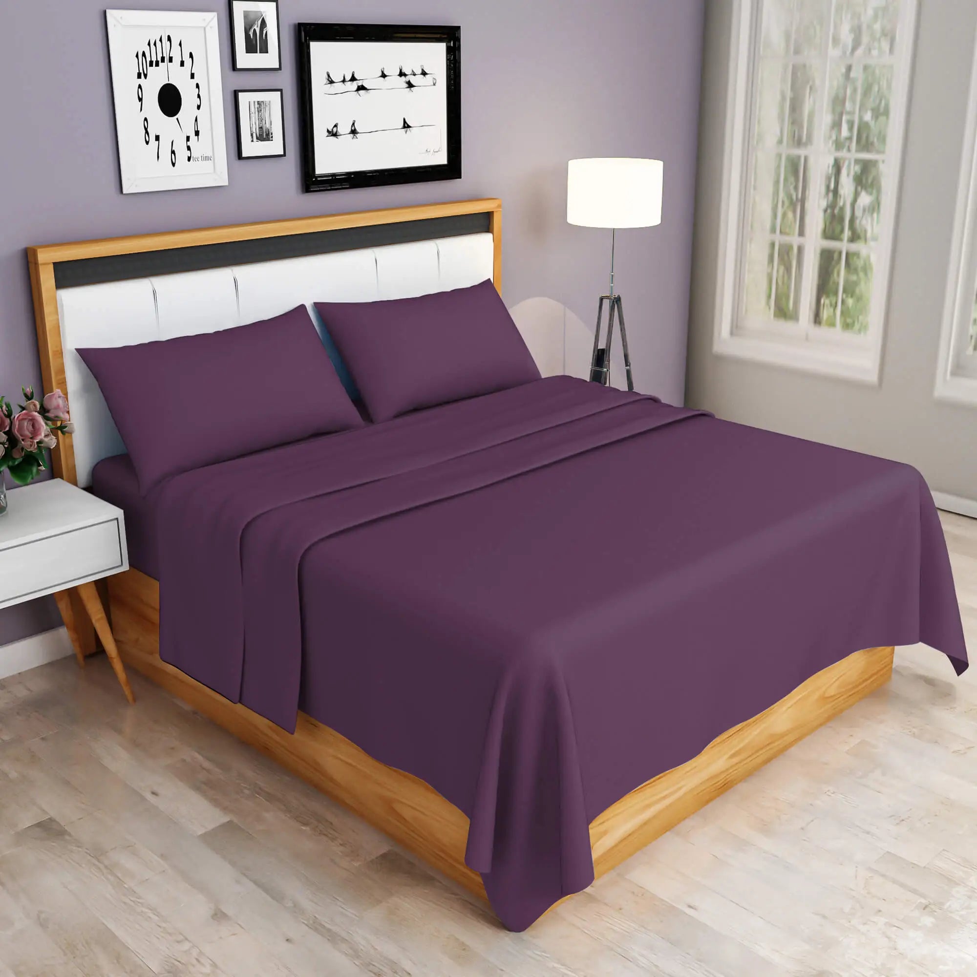 easy iron PC sheets set plum