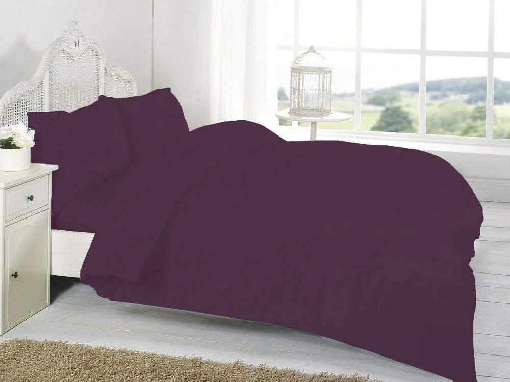 easy care poly cotton duvet cover set plum