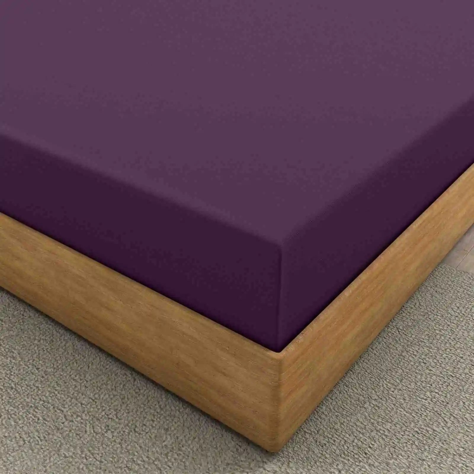 easy iron PC fitted sheet plum