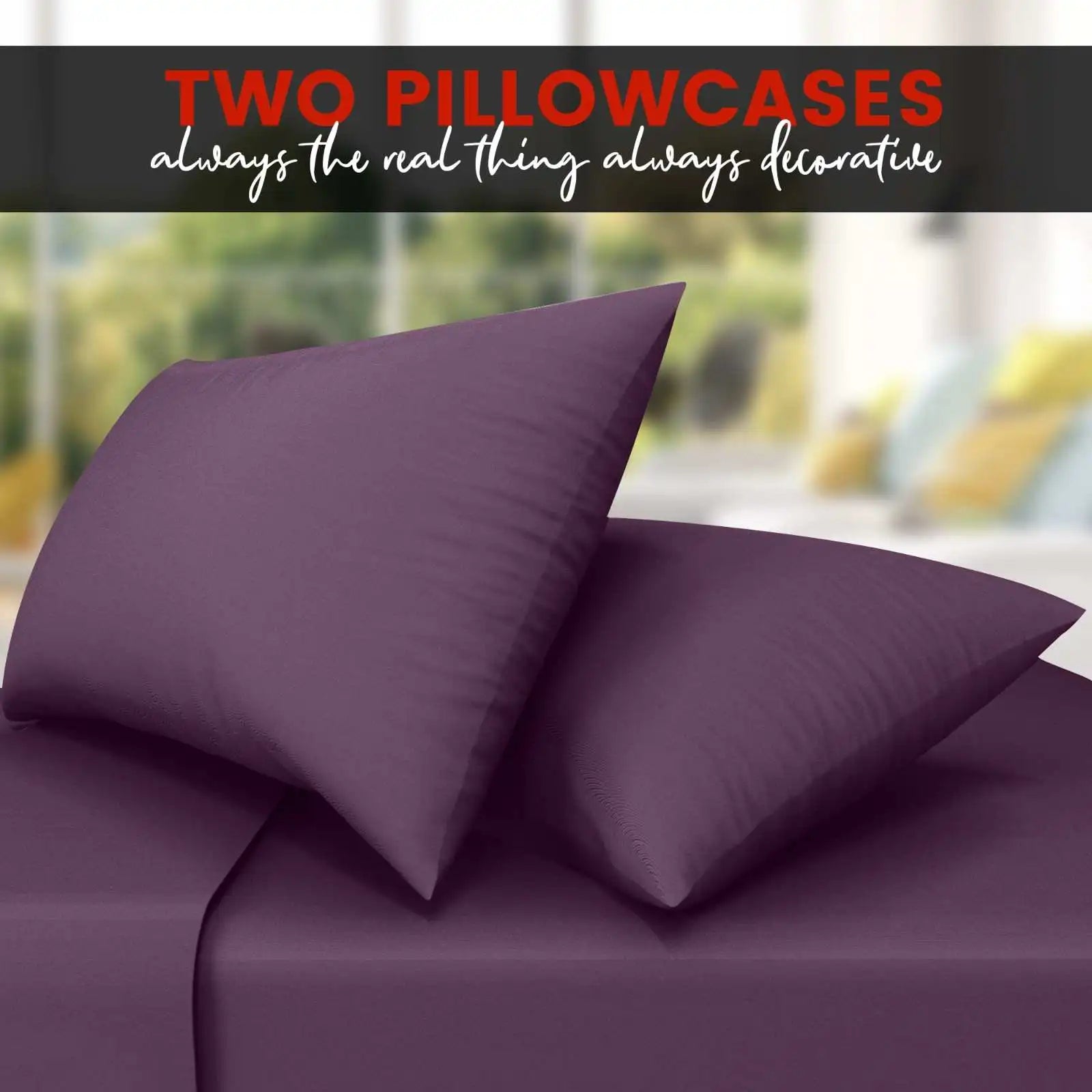 poly cotton pillow cases plum