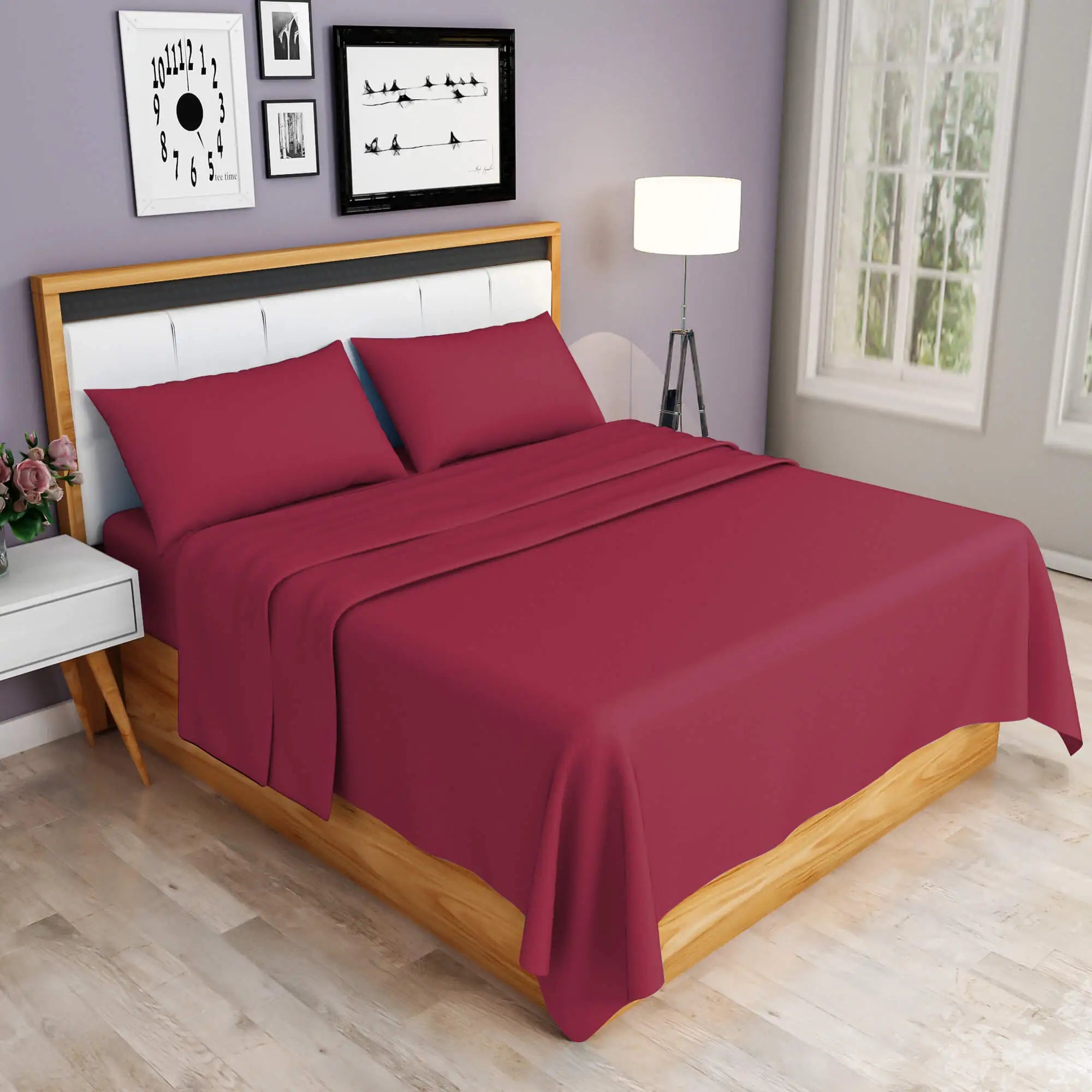 easy iron poly cotton flat sheet red
