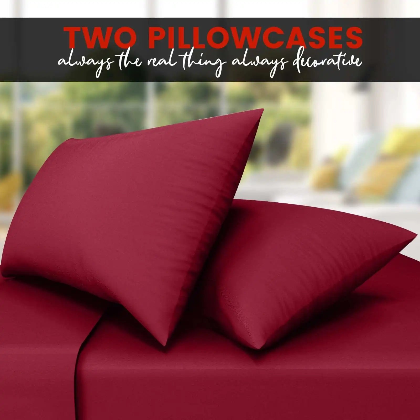 poly cotton pillow cases red