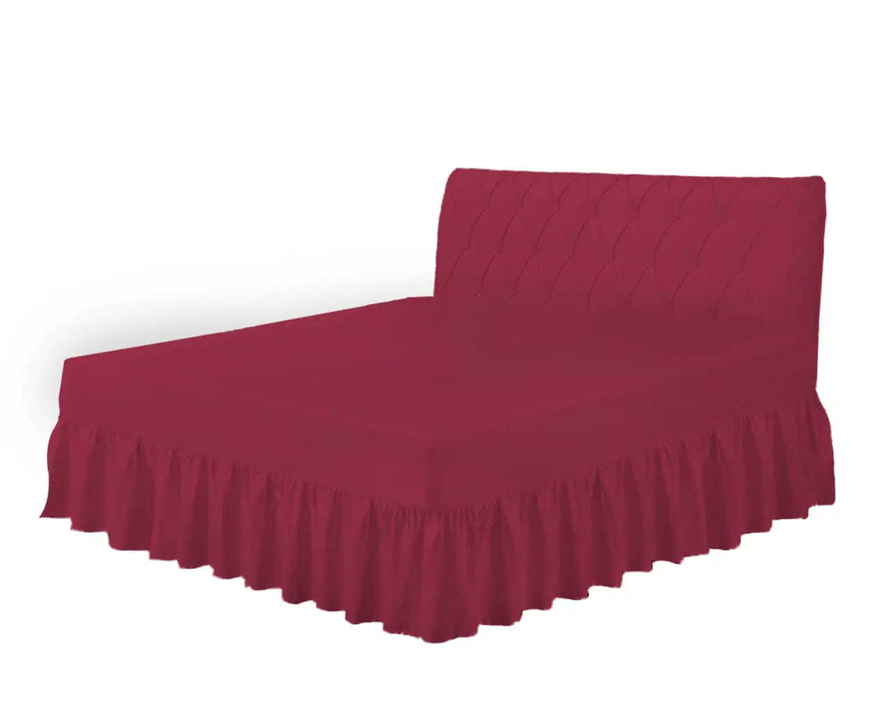 frilled fitted valance sheet red