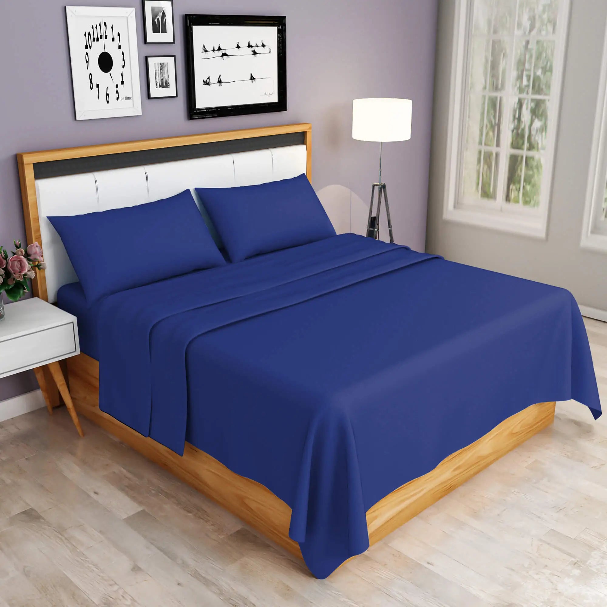 easy iron poly cotton flat sheet royalblue