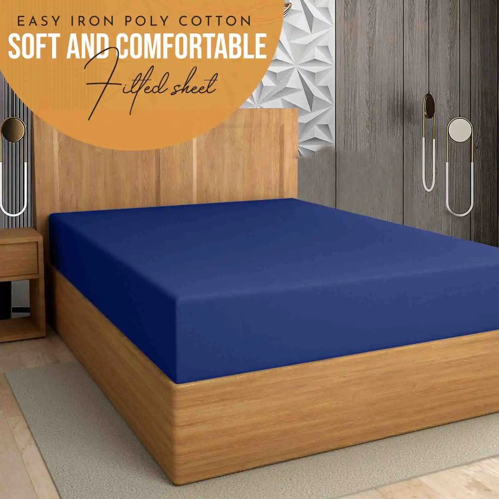 easy iron PC extra deep fitted sheet royal blue