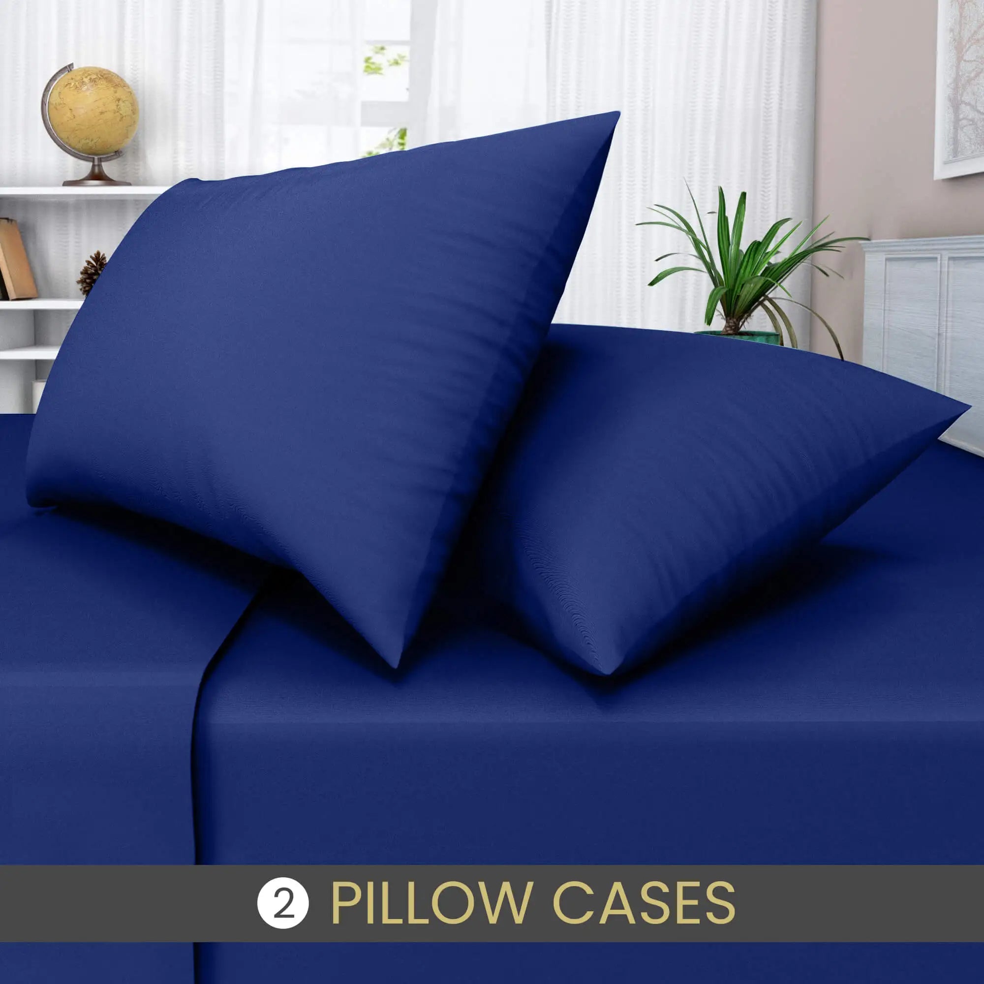 easy care poly cotton pillow cases royal blue