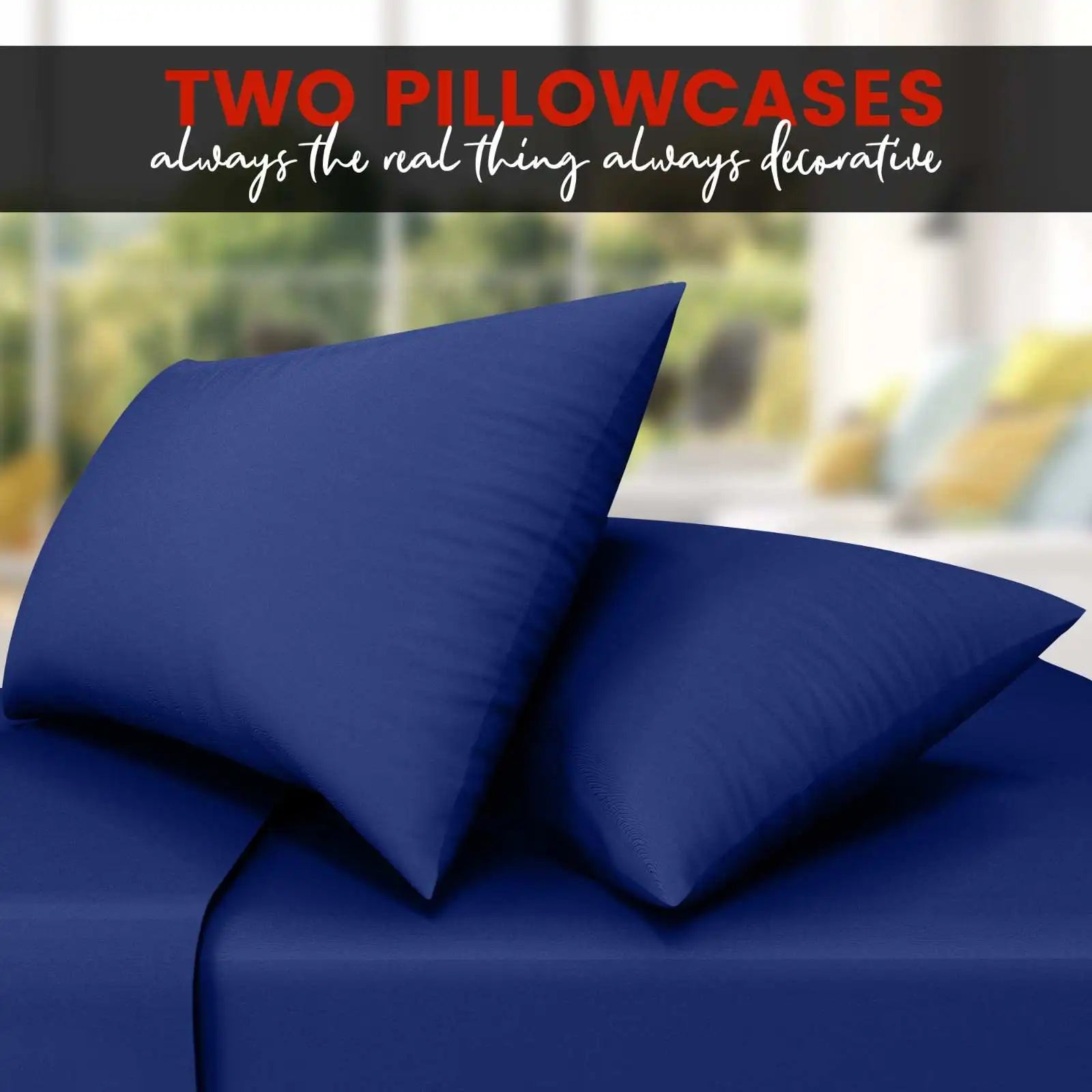 poly cotton pillow cases royal blue
