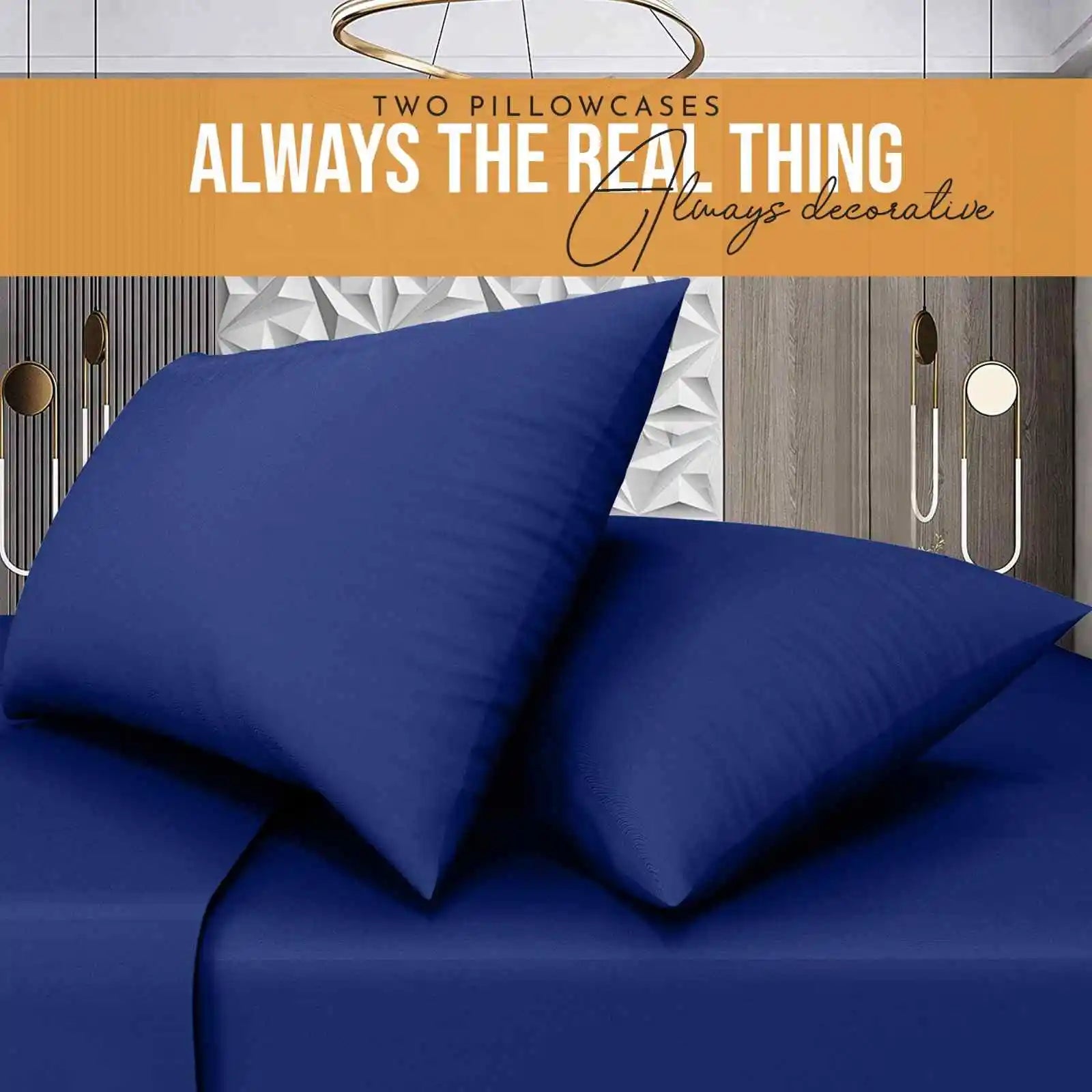 easy iron poly cotton pillow cases royal blue