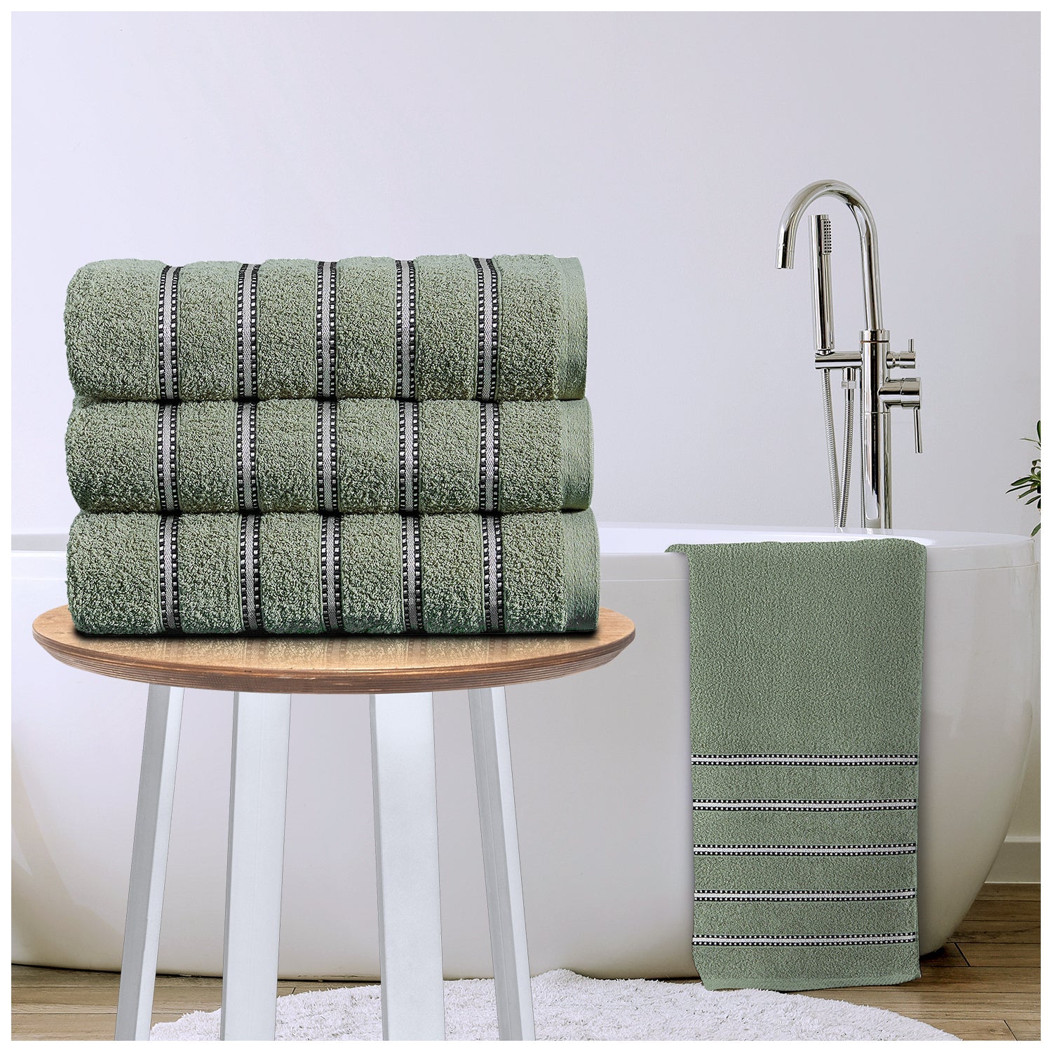 100% Cotton Bromley Stripe Towels | 8 Colours | 600 GSM
