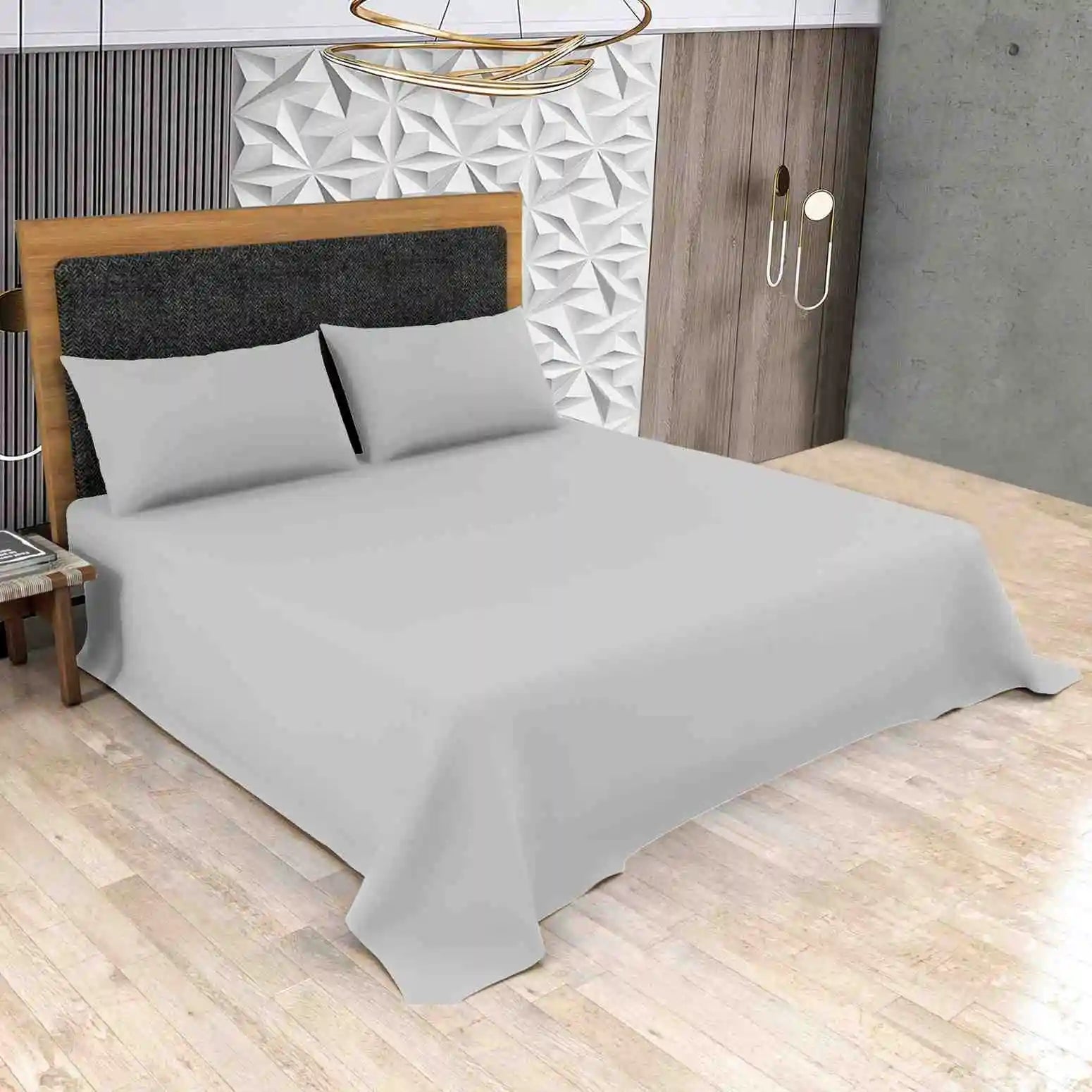 poly cotton flat bed sheets silver