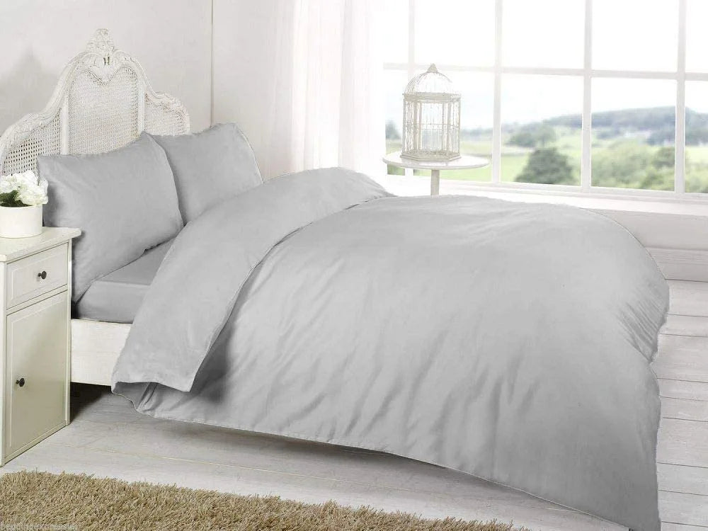 easy care poly cotton duvet cover set silver