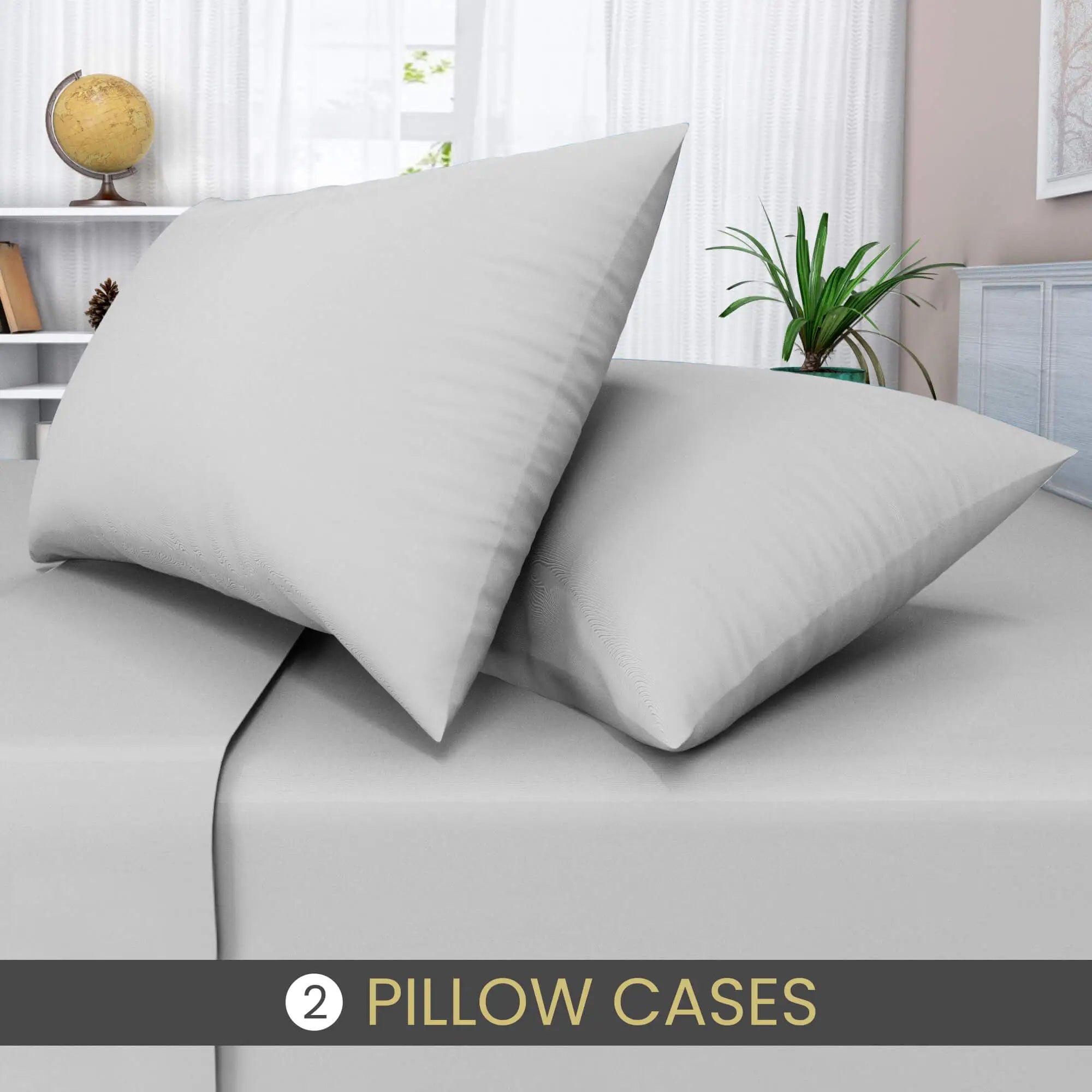 easy care poly cotton pillow cases silver
