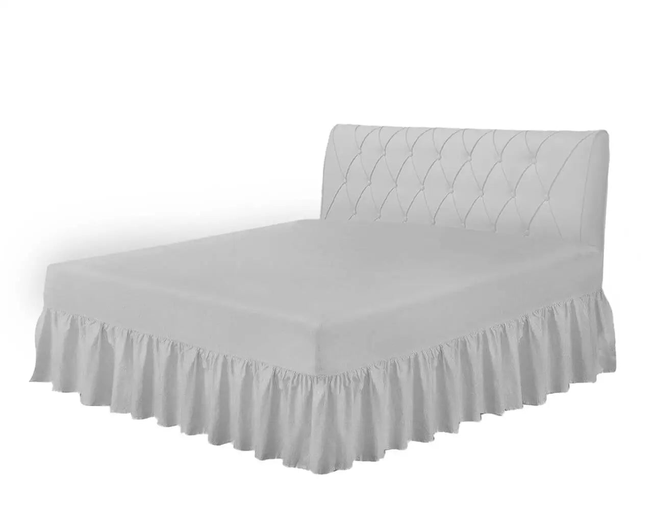 frilled fitted valance sheet silver