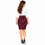 Wine Check pencil skirt back view