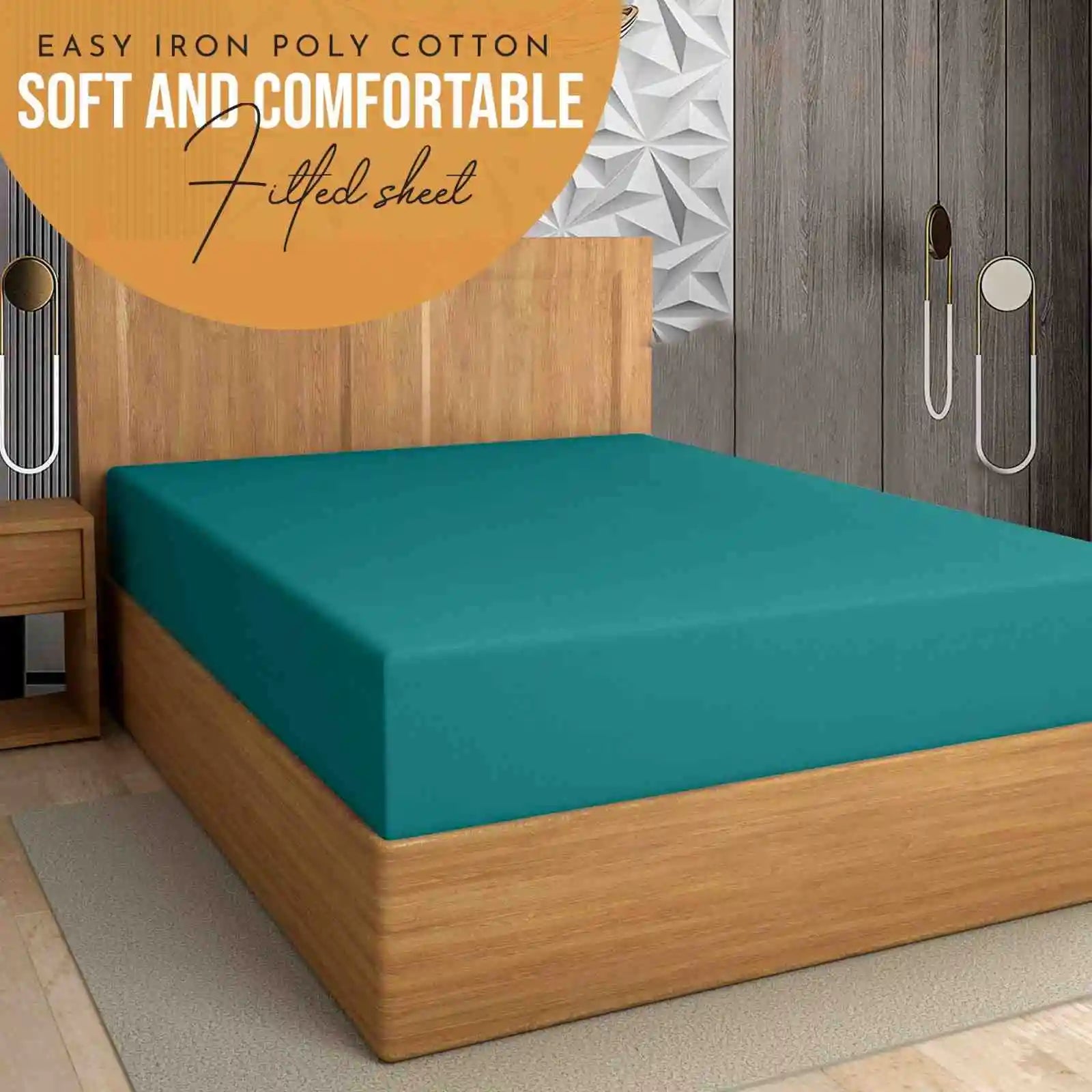 easy iron PC extra deep fitted sheet teal