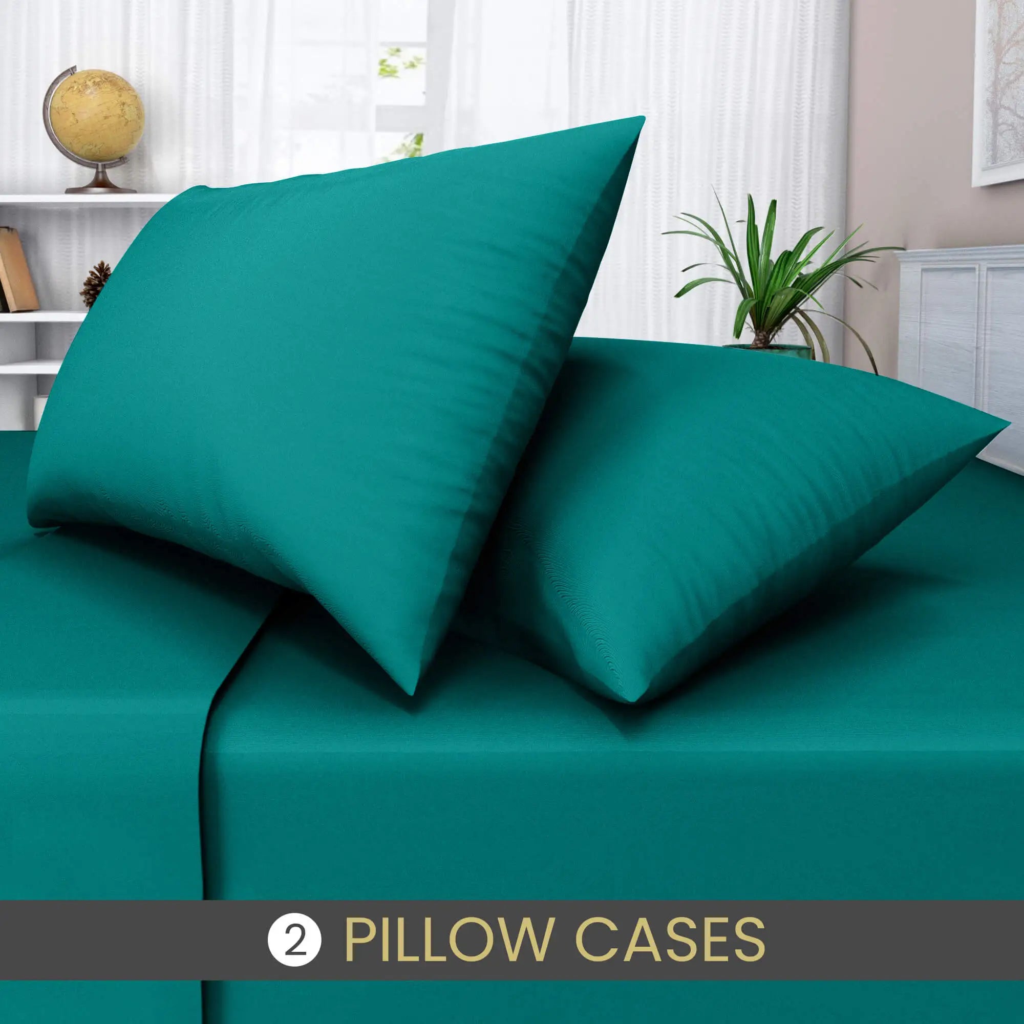 easy care poly cotton pillow cases teal