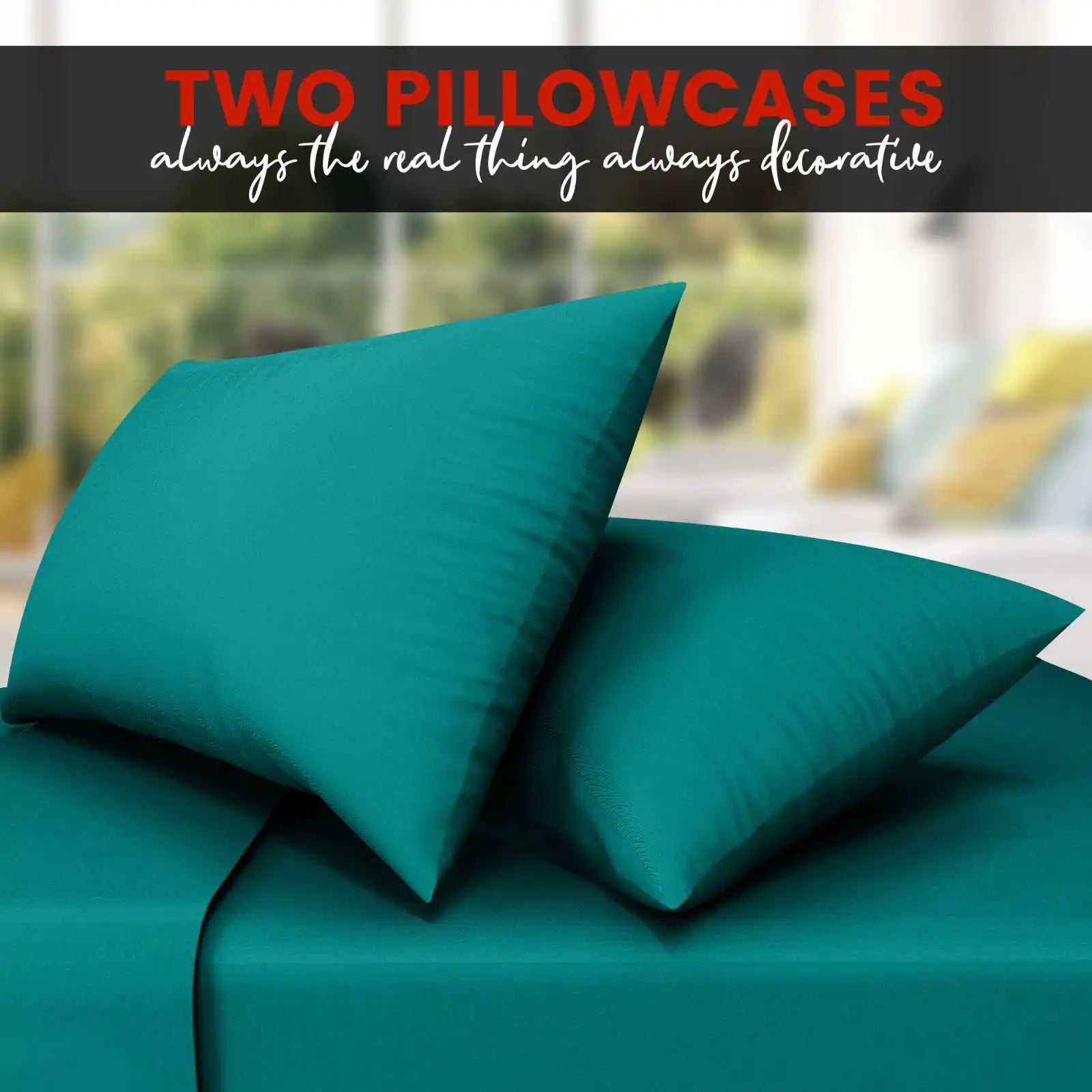 poly cotton pillow cases teal
