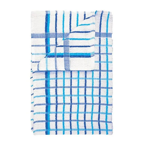 blue terry check tea towels