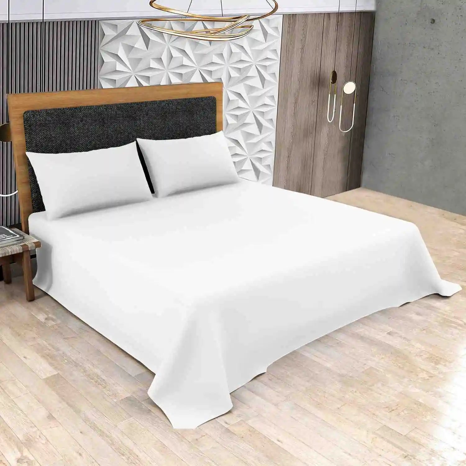 poly cotton flat bed sheets white