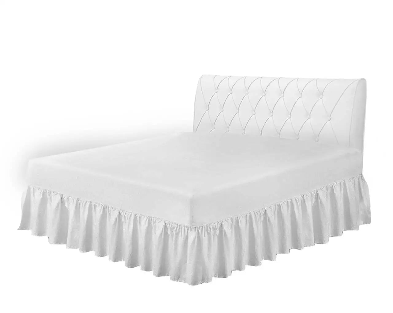 frilled fitted valance sheet white
